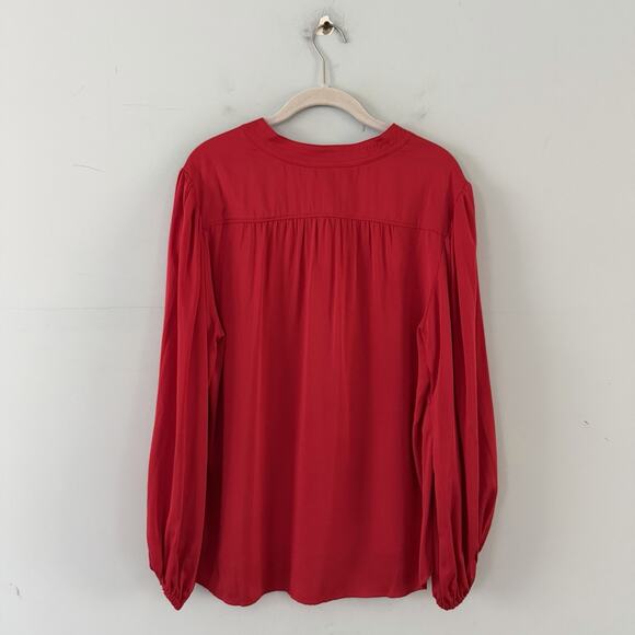NWT Tommy Bahama Laguna Bay 3/4 Ballon Sleeve V-Neck Tango Red Blouse - Picture 3 of 6